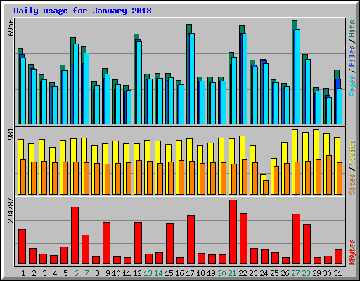 Daily usage for January 2018